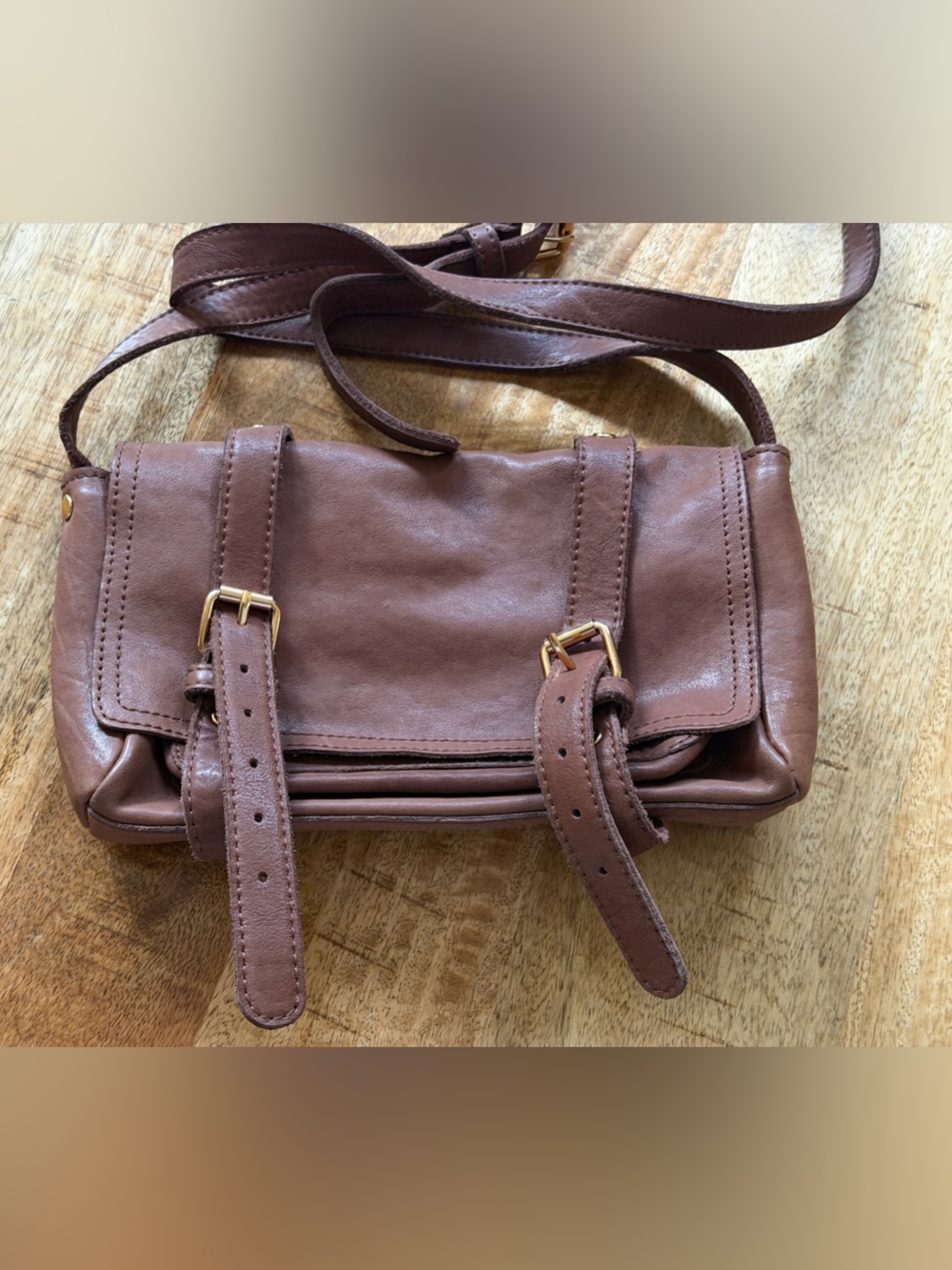 COS Leather Crossbody Bag in Brown
